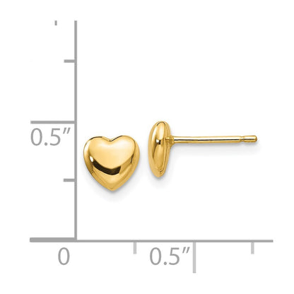 14k Yellow Gold Polished Heart Stud Earrings Gift for Women