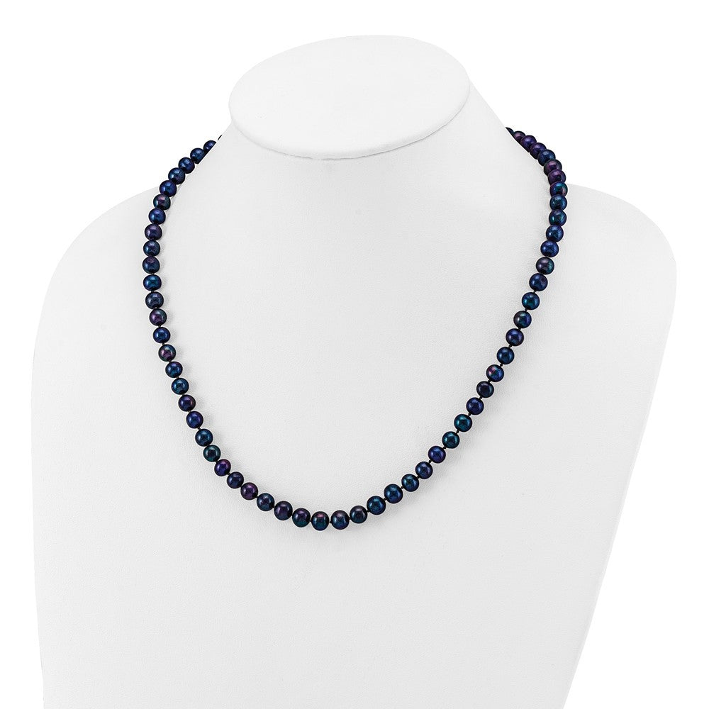 14k Yellow Gold 6-7mm Black Freshwater Cultured Pearl 20 inch Necklace