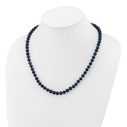 14k Yellow Gold 6-7mm Black Freshwater Cultured Pearl 20 inch Necklace