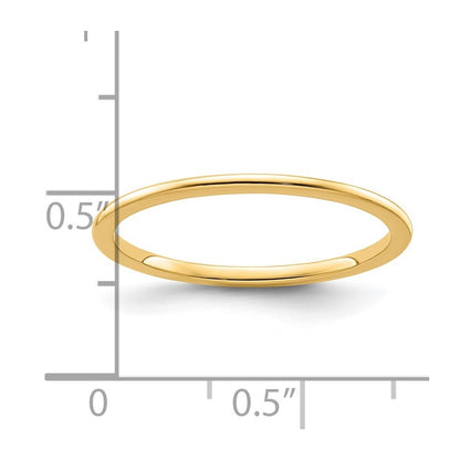 14K Yellow Gold Yellow Gold 1.2mm Half Round Polished Stackable Band Size 8