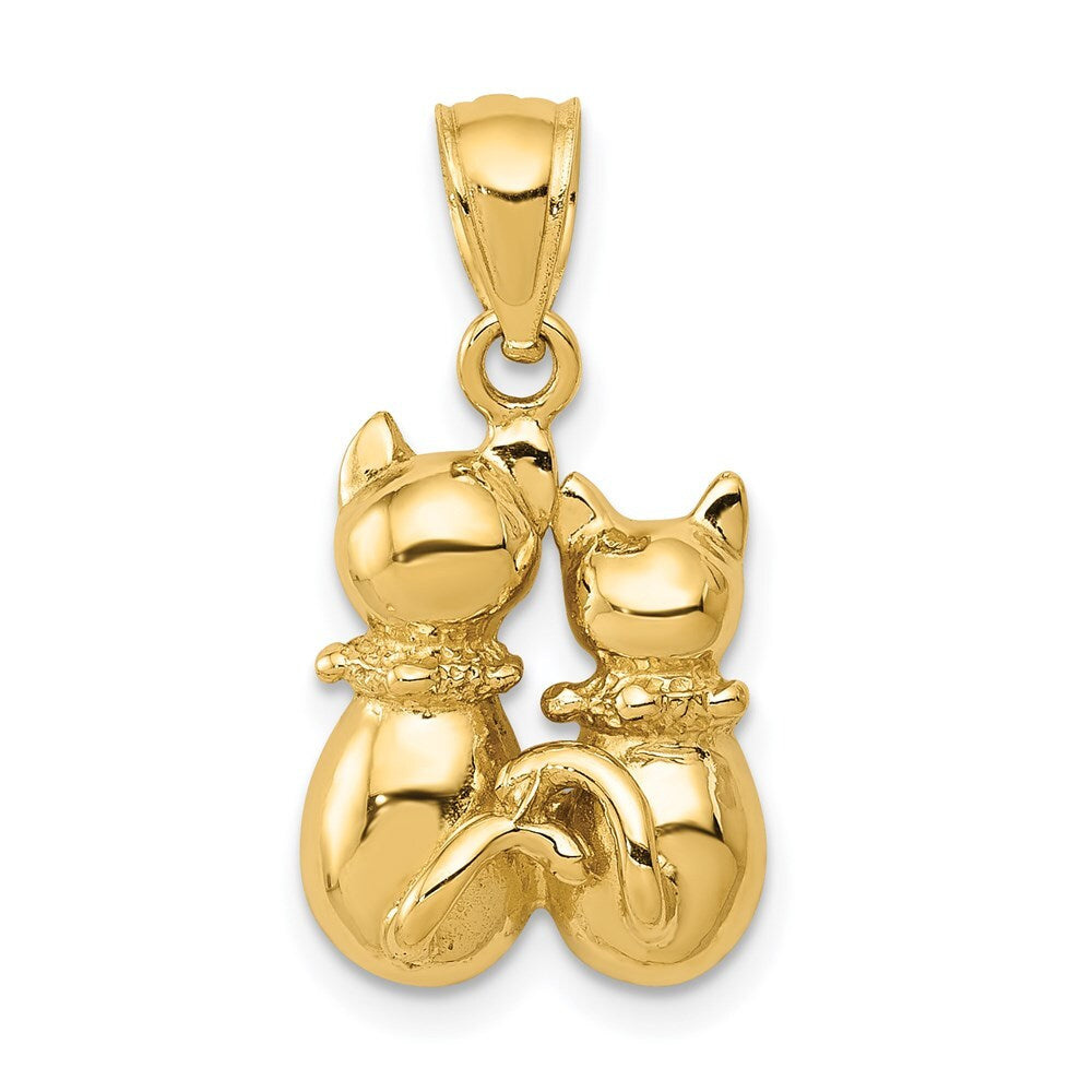 14k Yellow Gold Cat Pendant for Women