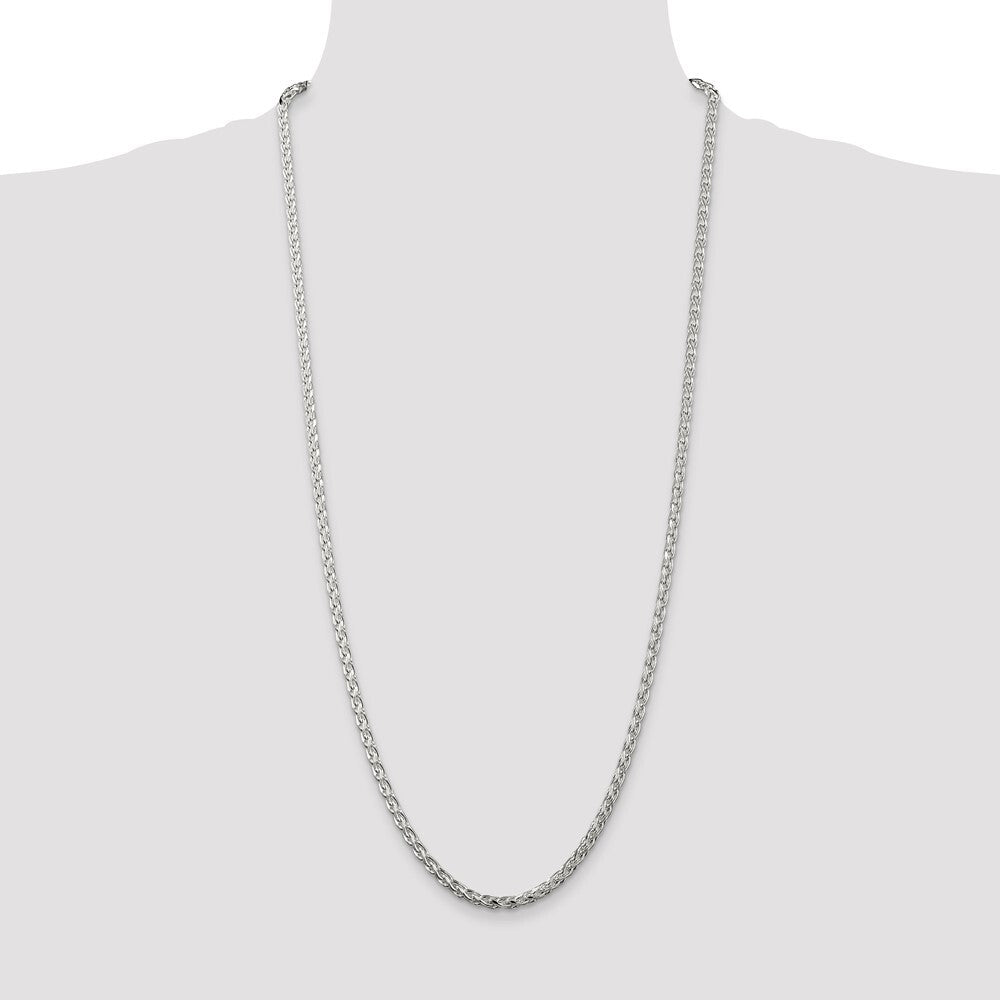 Sterling Silver 3.5mm Diamond-cut Round Spiga Chain