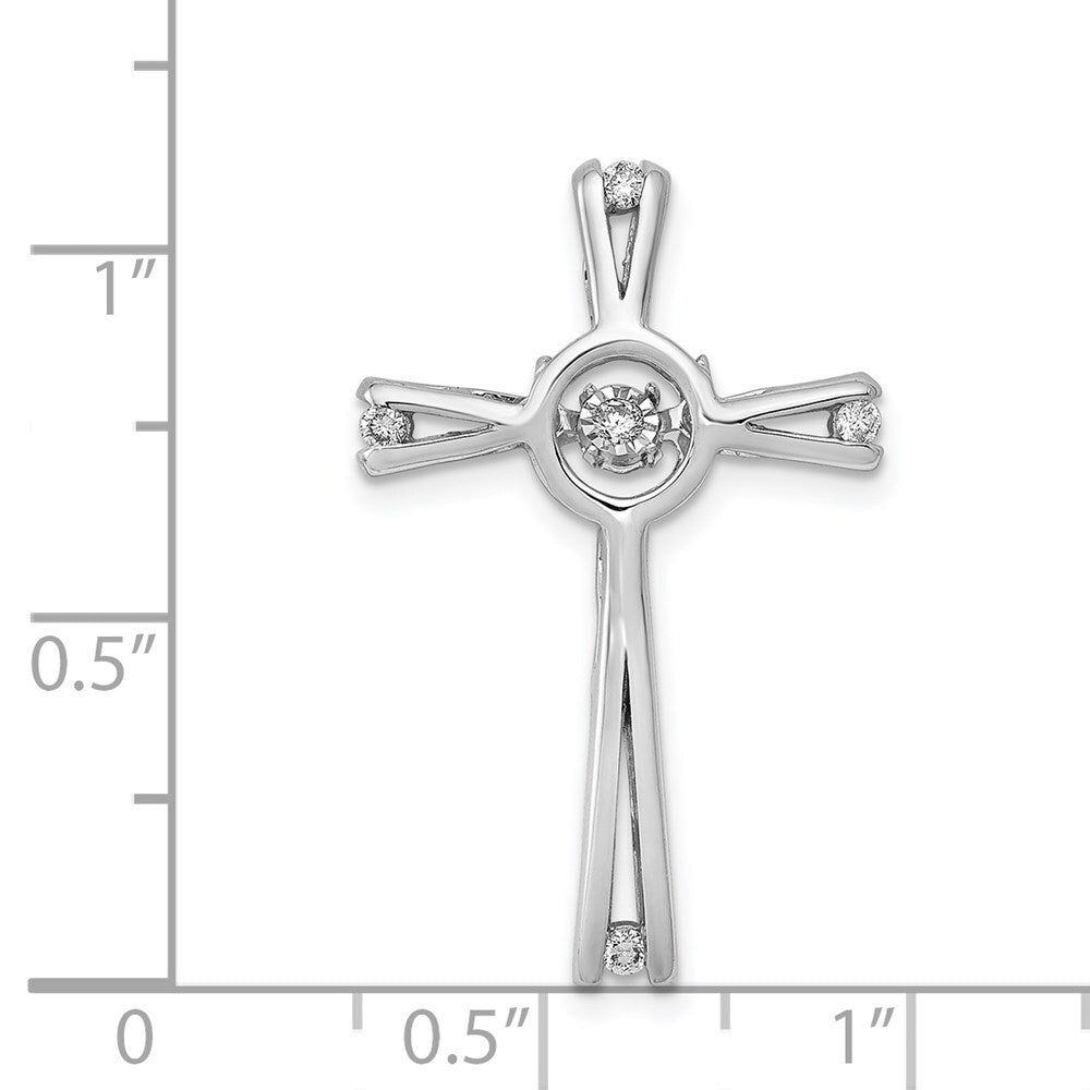 14k White Gold 1/15ct. Vibrant Moving Diamond Cross Chain Slide Pendant