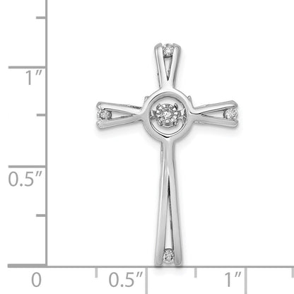 14k White Gold 1/15ct. Vibrant Moving Diamond Cross Chain Slide Pendant