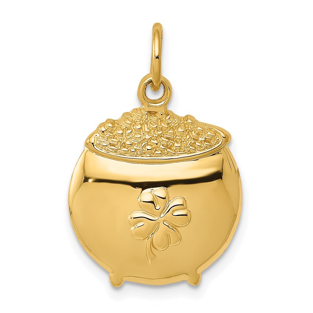 14k Yellow Gold Pot of Gold Charm Pendant for Women