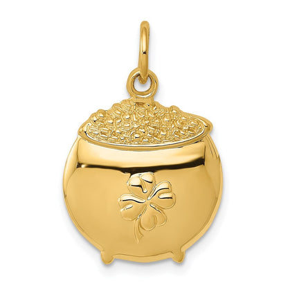 14k Yellow Gold Pot of Gold Charm Pendant for Women
