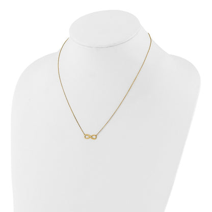 14k Yellow Gold Polished Infinity Symbol 16.5 inch Necklace Plus 1 inch Extender