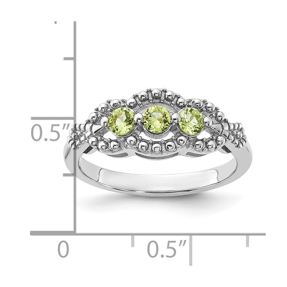 Sterling Silver Rhodium-plated Peridot Ring Size 6