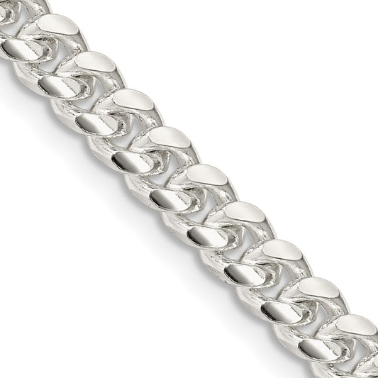 Sterling Silver 5mm Domed w/ Side Diamond-Cut Curb Chain Necklace