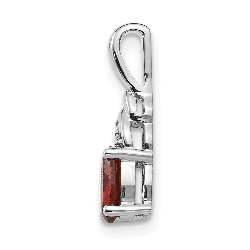 14k White Gold Garnet and Diamond Pendant for Women