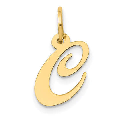 14k Yellow Gold Small Fancy Script Letter C Initial Charm
