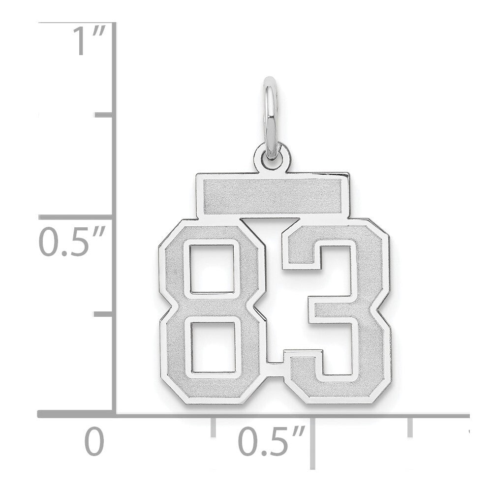 14k White Gold Small Satin Number 83 Charm Pendant for Women