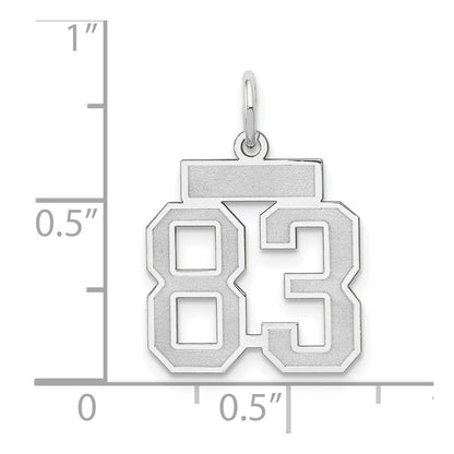 14k White Gold Small Satin Number 83 Charm Pendant for Women