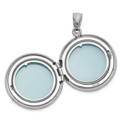 Sterling Silver Polished Front Brushed Back Multi-Heart 20mm Round Locket