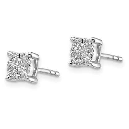 14k White Gold Diamond Cluster Stud Earrings