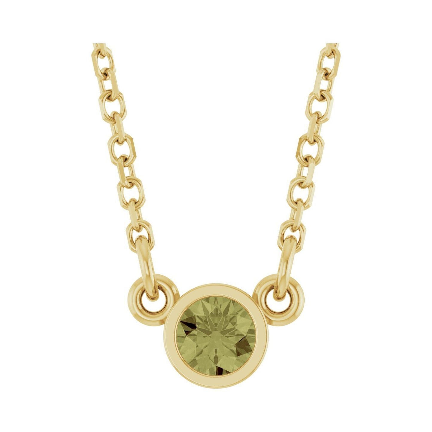 14k Yellow Gold Natural Green Sapphire Solitaire Pendant Necklace 18"