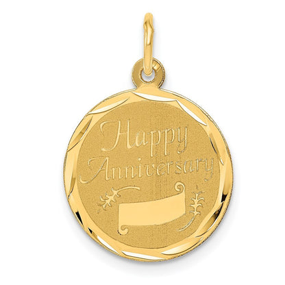14k Yellow Gold HAPPY ANNIVERSARY Charm Pendant for Women