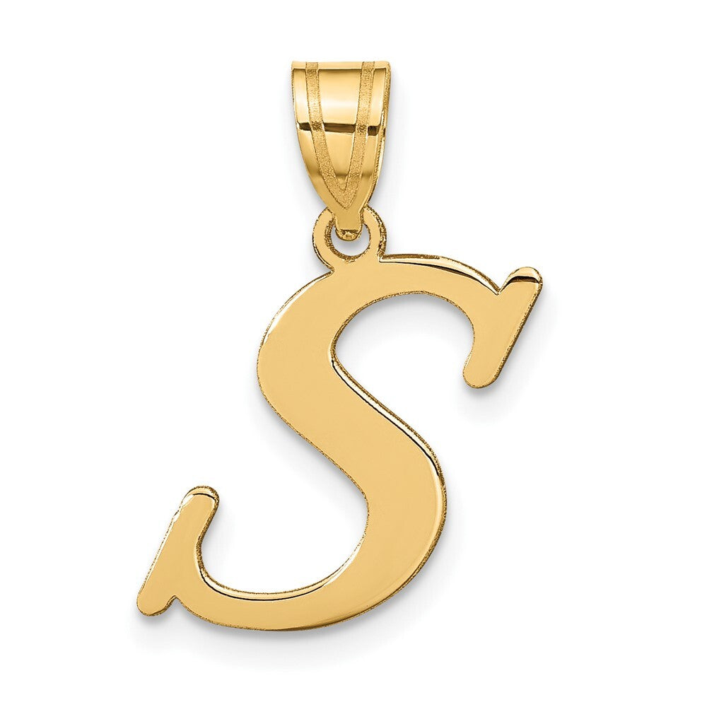 14k Yellow Gold Polished Letter S Initial Pendant for Women