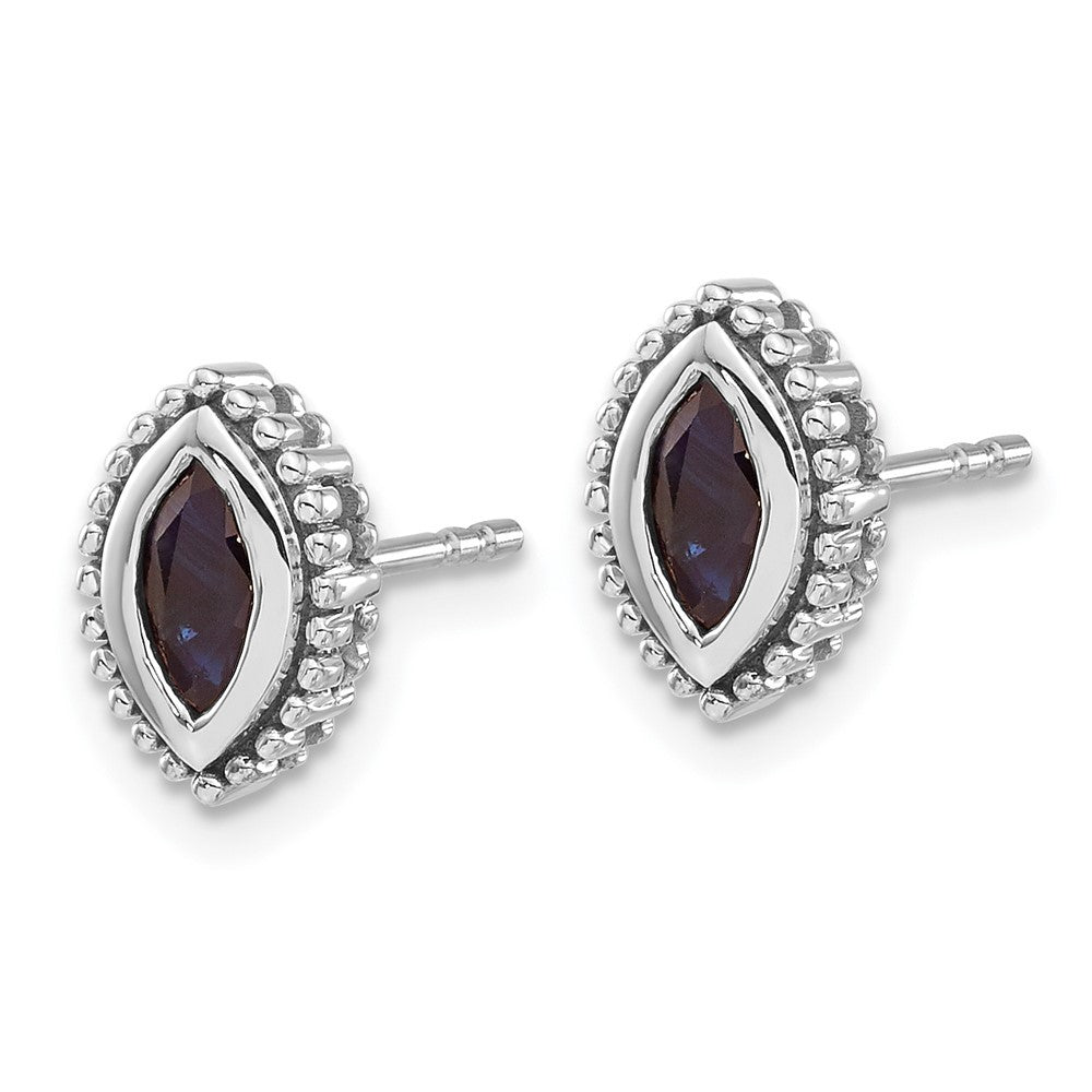 14k White Gold Marquise Sapphire Earrings