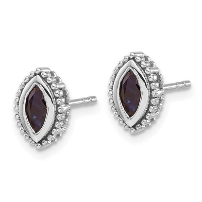 14k White Gold Marquise Sapphire Earrings