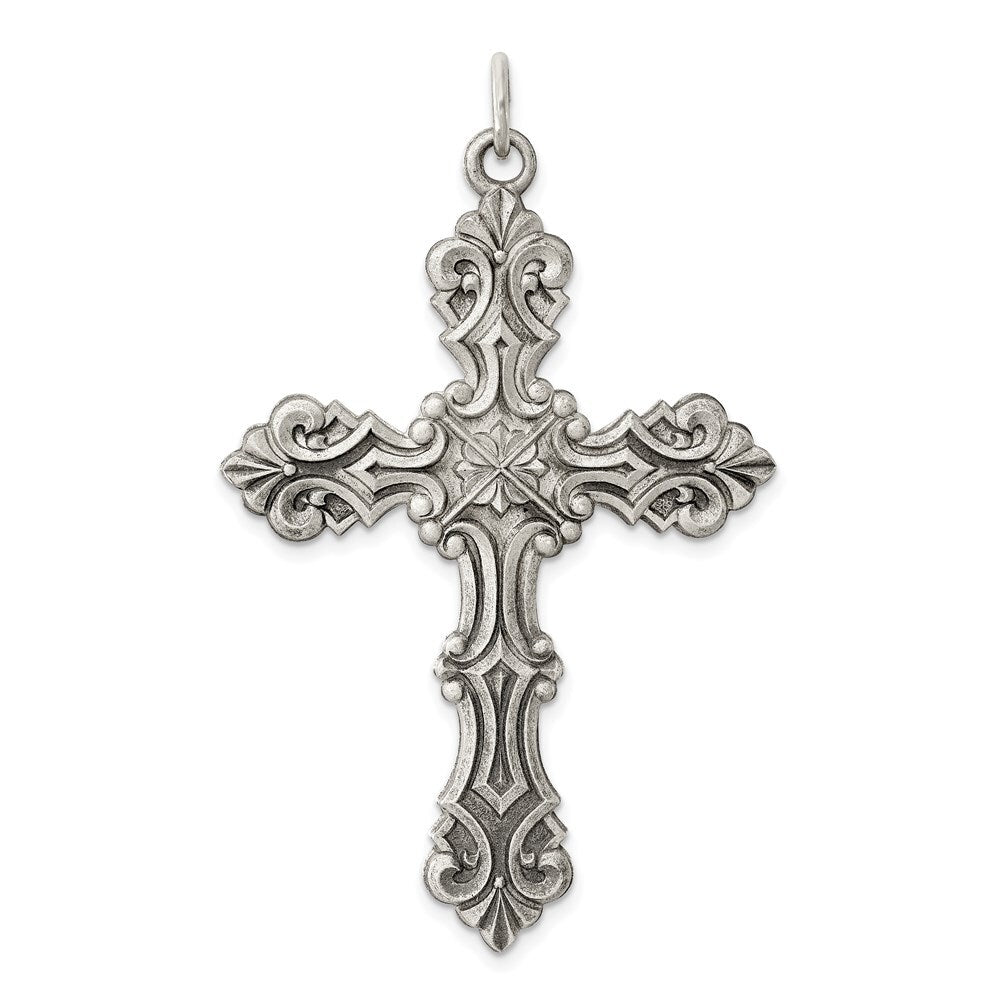 Sterling Silver Antiqued Cross Pendant Holiday Gift for Women
