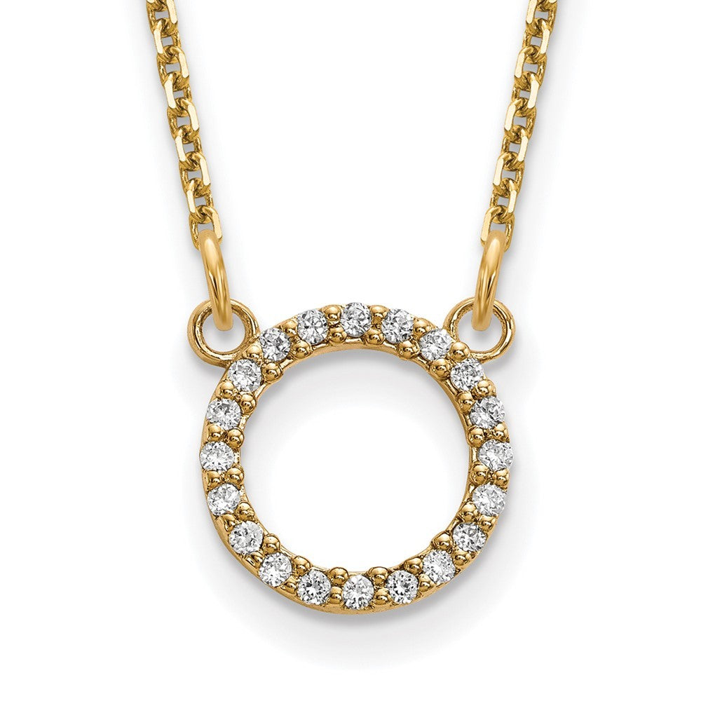 14k Yellow Gold Diamond Open Circle Necklace