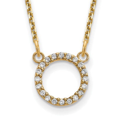 14k Yellow Gold Diamond Open Circle Necklace