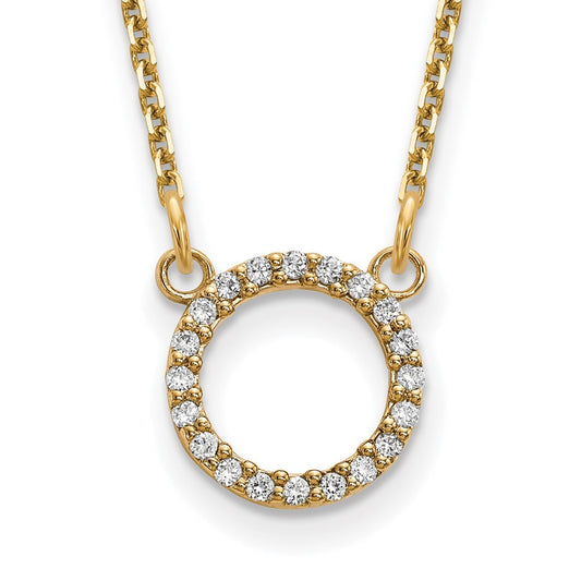 14k Yellow Gold Diamond Open Circle Necklace