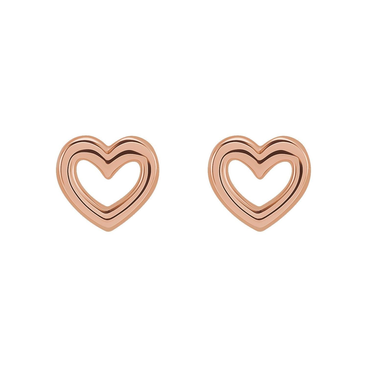 14k Rose Gold Heart Stud Earrings Fine Jewelry Gift for Women