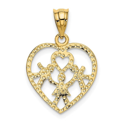 14k Yellow Gold Heart Charm Pendant for Women