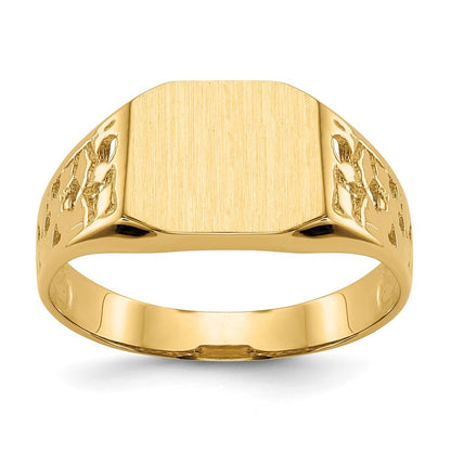 14K Yellow Gold 9.0x10.5mm Open Back Men's Signet Ring
