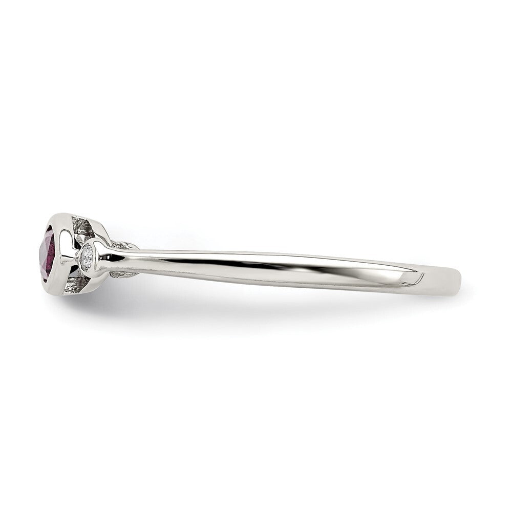 Sterling Silver Rhodium-plated Polished Rhololite and White Topaz Ring Size 7