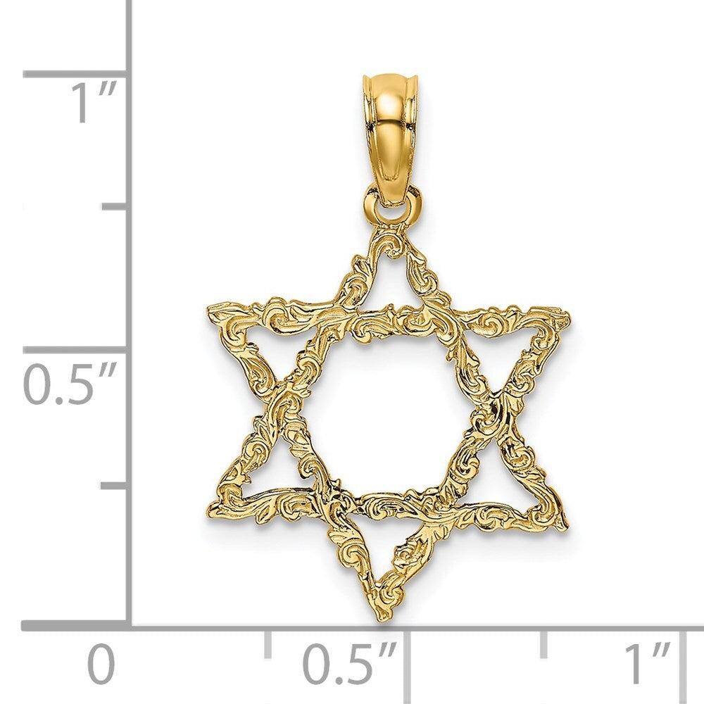 14k Yellow Gold Star Of David Charm Pendant for Women