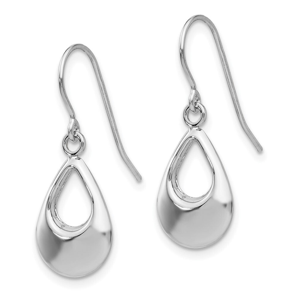 14k White Gold Teardrop Hollow Dangle Earrings Gift for Women