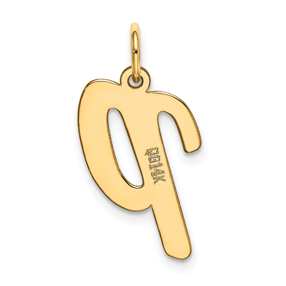 14k Yellow Gold Large Script Letter P Initial Charm Pendant for Women