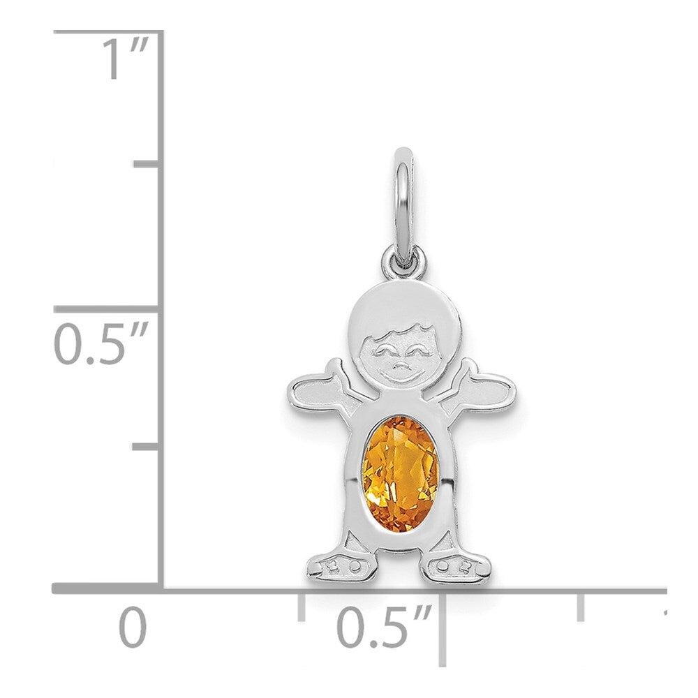 14k White Gold Boy 6x4 Oval Genuine Citrine-November Pendant for Women