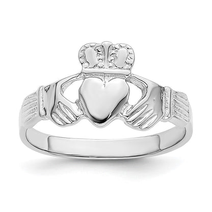 14k White Gold Claddagh Ring Size 7