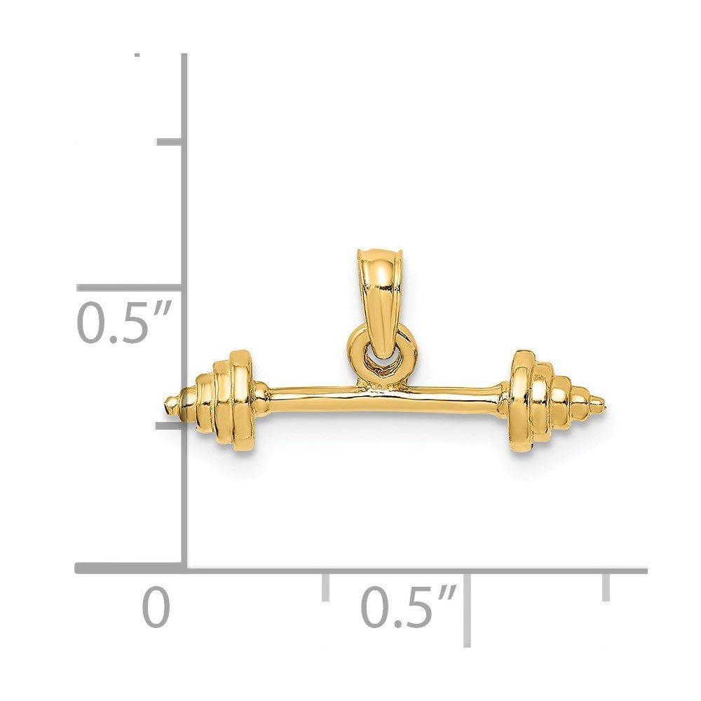 14k Yellow Gold Solid Polished 3-D Dumbbell Charm