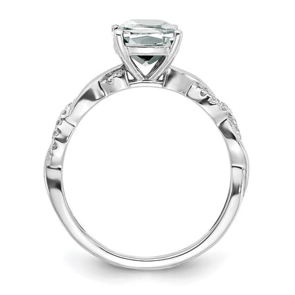 Sterling Silver Rhodium-plated White Topaz and Diamond Ring Size 8