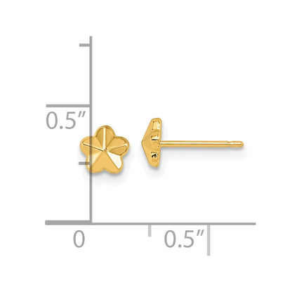 14k Yellow Gold Polished Flower Earrings
