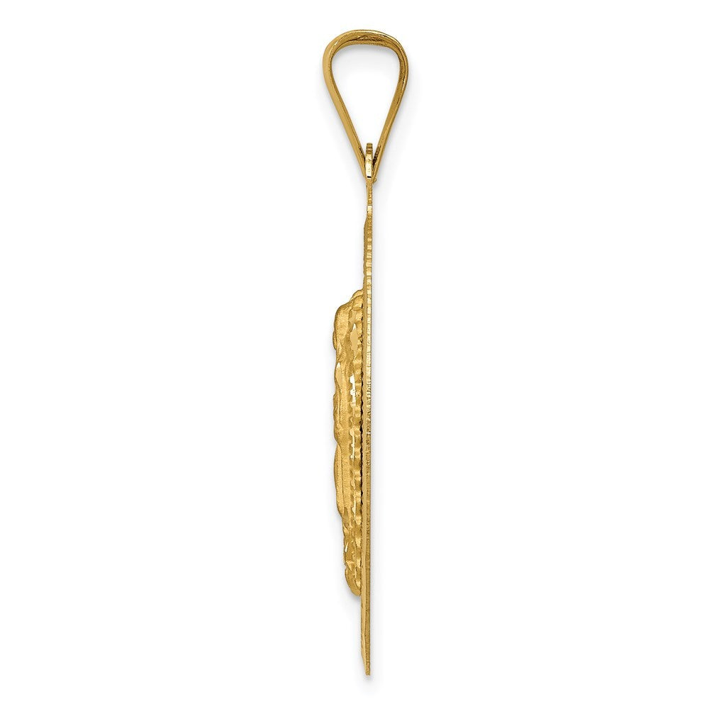 14k Yellow Gold Polished Diamond-Cut Lady Of Guadalupe Oval Pendant