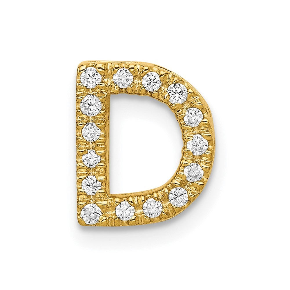 14k Yellow Gold  Diamond Letter D Initial Charm