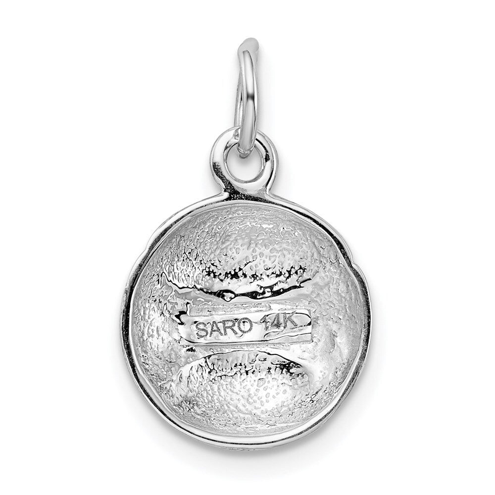 14k White Gold Baseball Charm Pendant for Women