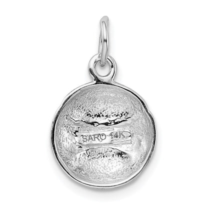 14k White Gold Baseball Charm Pendant for Women