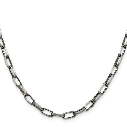 Sterling Silver Antiqued 4.8mm Elongated Open Link Chain Necklace