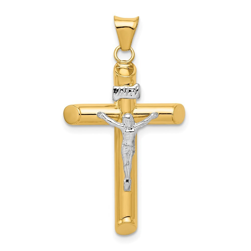 14k Two-tone Gold Polished Crucifix Pendant for Women