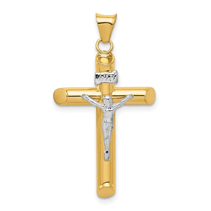 14k Two-tone Gold Polished Crucifix Pendant for Women