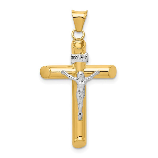 14k Two-tone Gold Polished Crucifix Pendant for Women