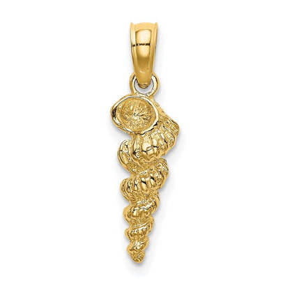 14k Yellow Gold 3-D Mini Common Wentletrap Shell Charm Pendant for Women
