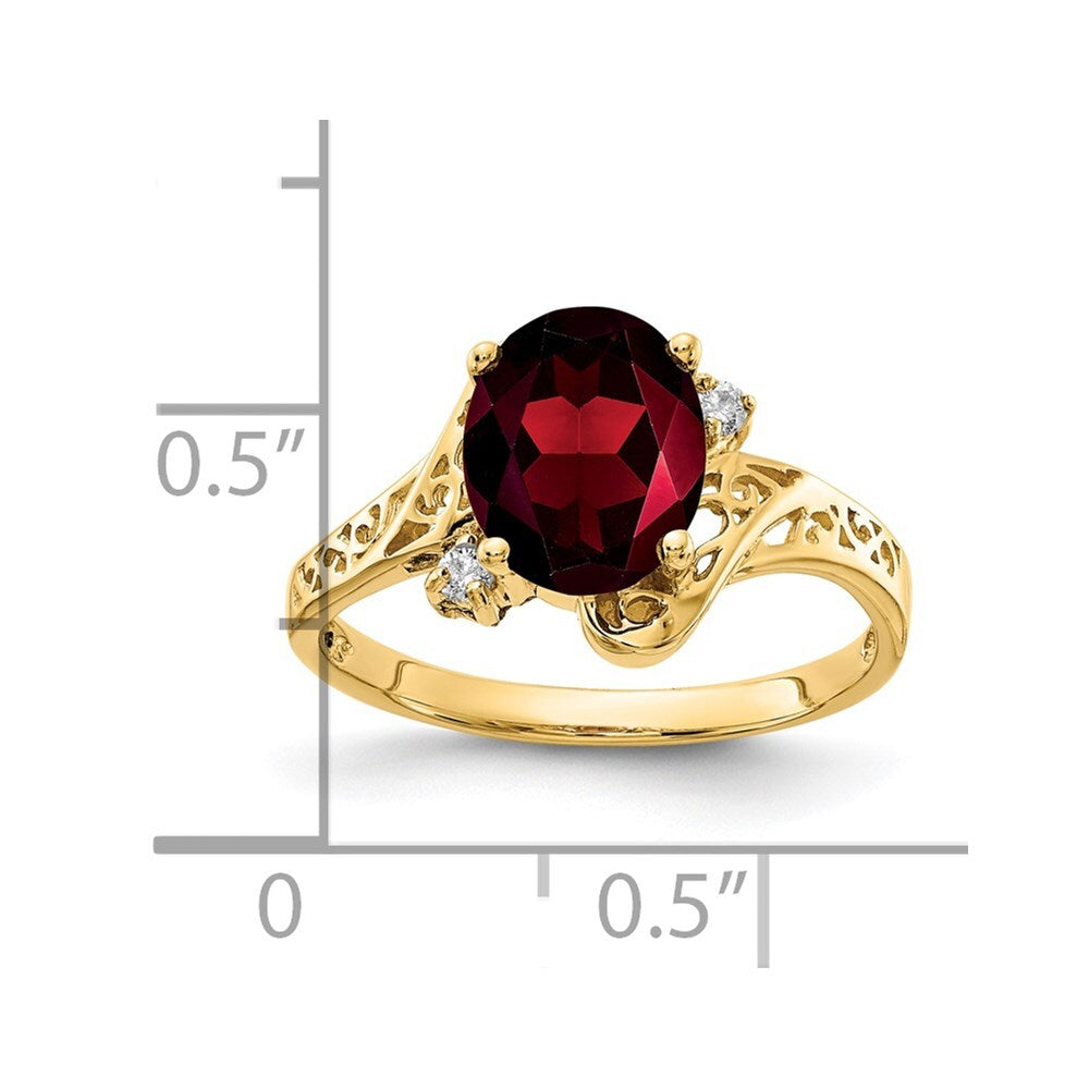 14K Yellow Gold Garnet Diamond ring